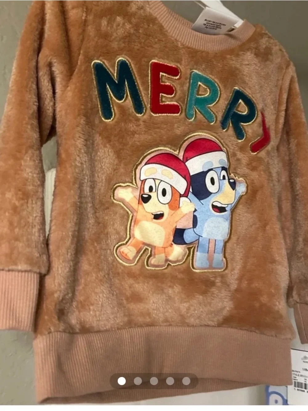 Bluey Bingo Girls Christmas Merry Plush Sweater 18M NWT